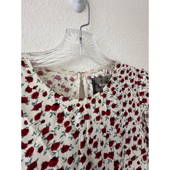 Reformation Ivory Floral Print Round Neck Cap Sleeve Open Back Maxi Dress 0 - Picture 9 of 16